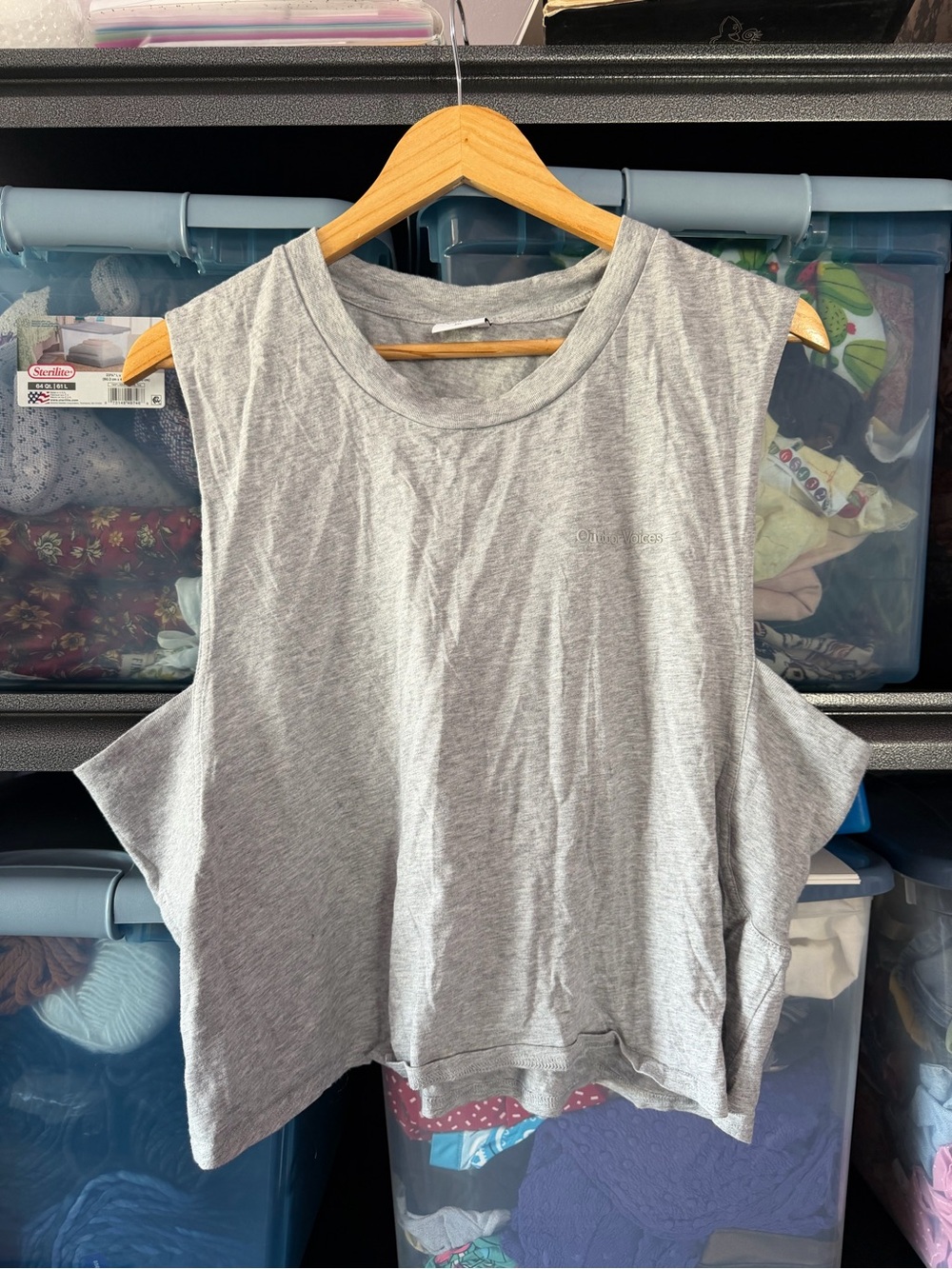 NWOT Outdoor Voices Grey Sleeveless Muscle Tank Crop Top 3X